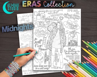 MIDNIGHTS ERA - printable coloring page, instant download pdf, digital art, swift, Taylor, TS, reputation, eras, swiftie, tortured poets