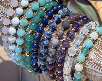 Stoned Collection | Single Bracelets | Hand made | Natural Stone Beads | Gold Plating | Silver Plating