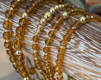 Amber Glow Collection | Single Bracelets | Hand made | Glass Beads | Gold Plating | Silver Plating