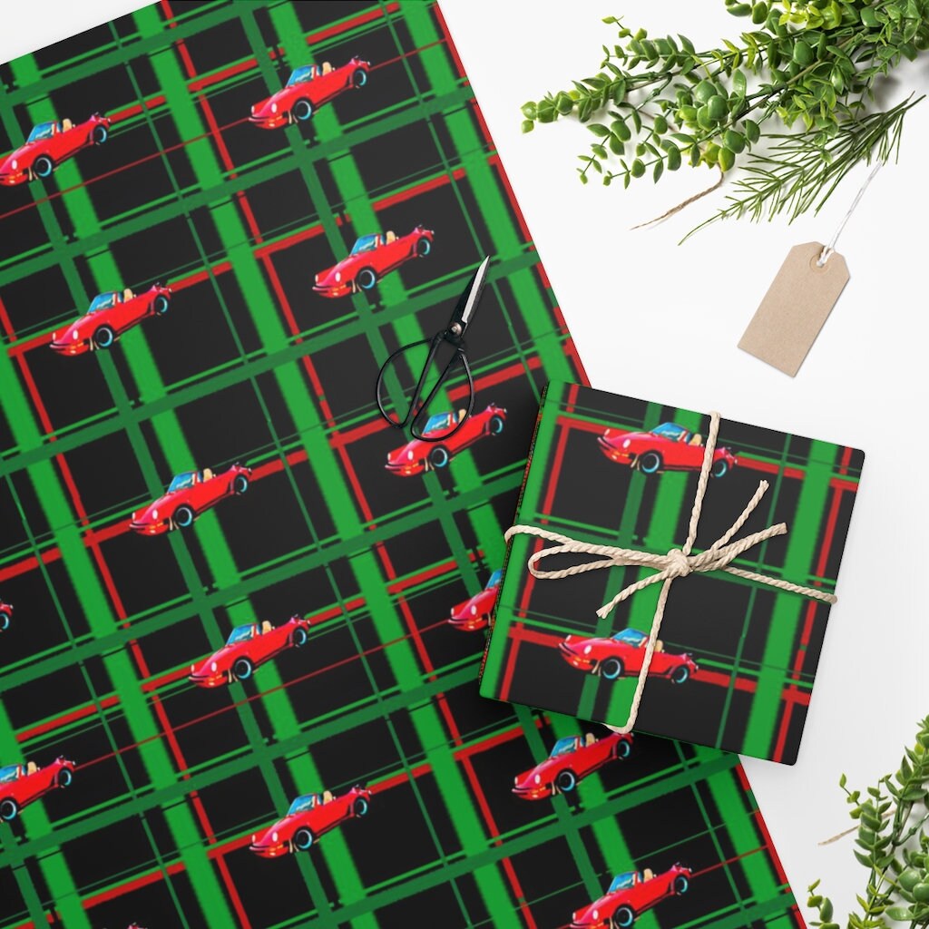 Porsche Plaid Black Wrapping Paper