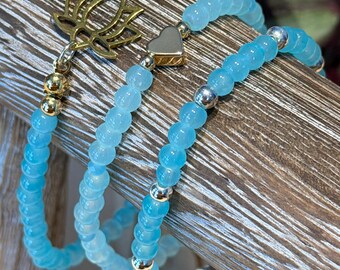 Blue Lagoon Collection | Single Bracelets | Hand made | Glass Beads | Gold Plating | Silver Plating