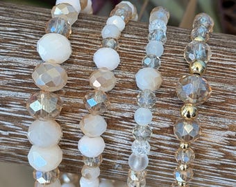 Marshmallow Collection | Single Bracelets | Hand made | Glass Beads | Gold Plating | Silver Plating