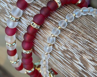 Frosted Collection | Single Bracelets | Hand made | Glass Beads | Gold Plating | Silver Plating