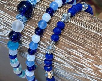 Happy Hanukkah Collection | Single Bracelets | Hand made | Glass Beads | Gold Plating | Silver Plating