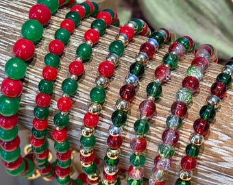 Jingle Bells Collection | Single Bracelets | Hand made | Glass Beads | Gold Plating | Silver Plating