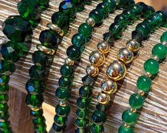 Evergreen Elegance Collection | Single Bracelets | Hand made | Glass Beads | Gold Plating | Silver Plating