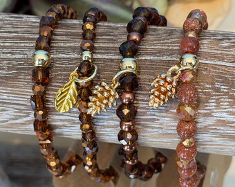 Autumn Collection | Single Bracelets | Hand made | Glass Beads | Gold Plating | Silver Plating