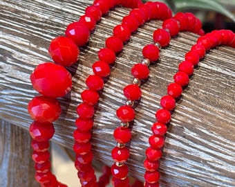 Poinsettia Collection | Single Bracelets | Hand made | Glass Beads | Gold Plating | Silver Plating