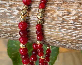 Cranberry Cheer Collection | Single Bracelets | Hand made | Glass Beads | Gold Plating | Silver Plating