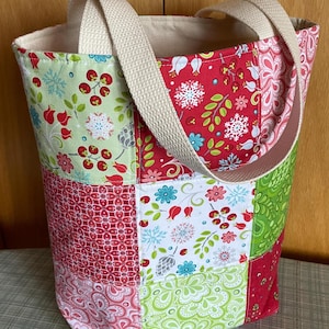 Handmade Quilted Patchwork Tote Bag: Boho Vintage Carryall