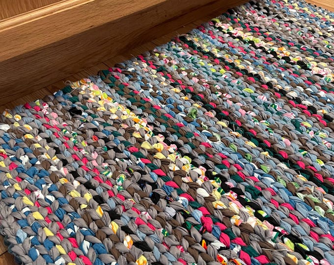 Handmade Rag Rug for Bathroom or Kitchen, Bedroom, Entryway Door Mat ...