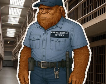 Correctional Officer Bigfoot Sticker – Funny CO Gift, Sasquatch Law Enforcement Decal, Jail