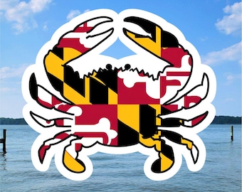 Maryland Crab Sticker: State Flag Vinyl Decal - Coastal Pride