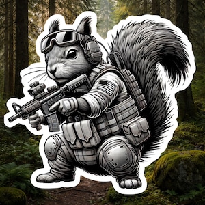 Tactical Squirrel Sticker, Squirrel, tactical, operator, Tactical gear, sticker, rifle, military,police, shoot,gear, gun humor,Avenge Peanut