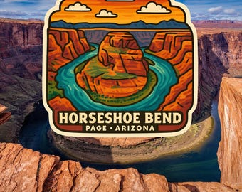 Horseshoe Bend Sticker, Horseshoe Bend, Travel, Arizona, geology, Sticker, southwest, National Recreation Area, Page Arizona, Colorado River