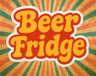 Retro Beer Fridge Sticker: Classic Bar & Man Cave Decor