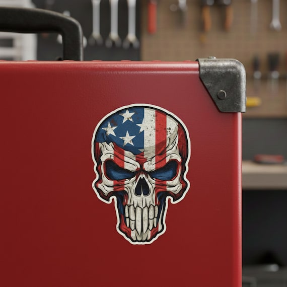Patriotic Skull Sticker, American Skull, America, 4th of July, Independence Day, Sticker, Decal, Ai generated, Patriotic, Merica, Holiday