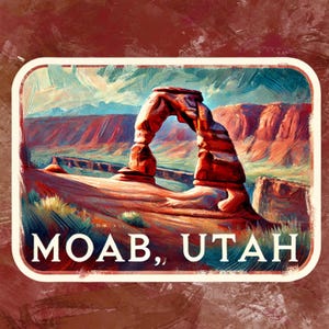 Moab Utah landscape Sticker, Desert Landscape, red rock, Delicate Arch, Desert, Moab, Western Landscape, Utah, Rock formation, sticker