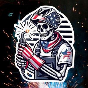 Skeleton Welder Sticker, Welder, Welding, tradesman, Skeleton, sticker, iron, metal worker, steel worker, Fabrication, welding mask, weld Welder 2