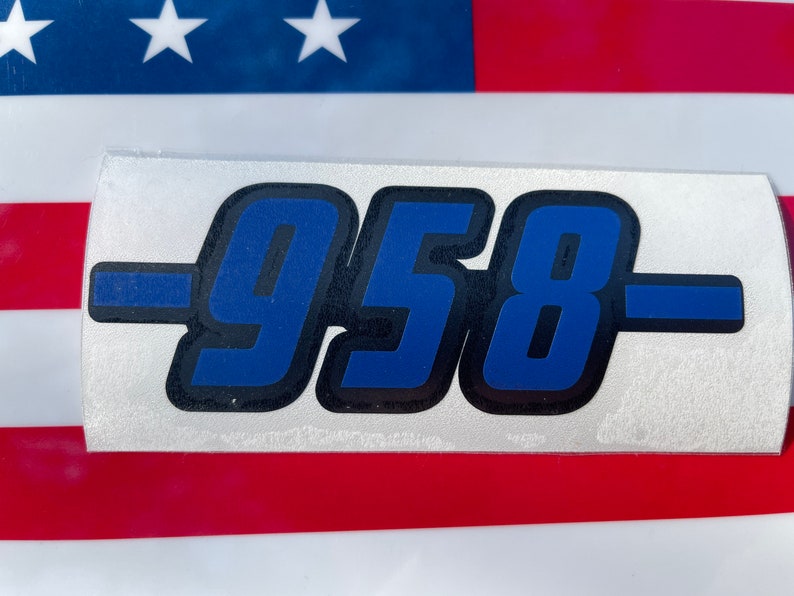 Thin Blue Line Badge Number Vinyl Decal Etsy