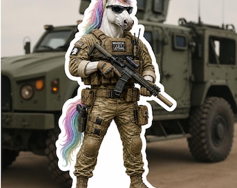 Tactical Unicorn Sticker- Magical & Lethal - Fantasy Sticker - Slay - Rainbow - Warrior