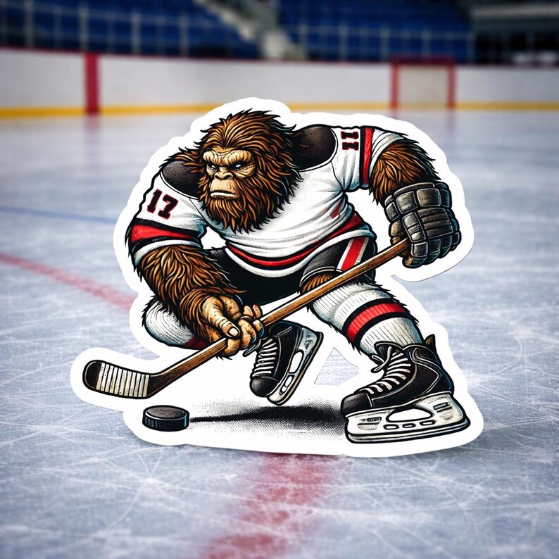 Sticker joueur de hockey Bigfoot, Bigfoot, Hockey, Saison de hockey, Crosse de hockey, Sticker, Sticker, Maillot, Sports, Sticker Bigfoot, patin, Sasquatch Bigfoot 2