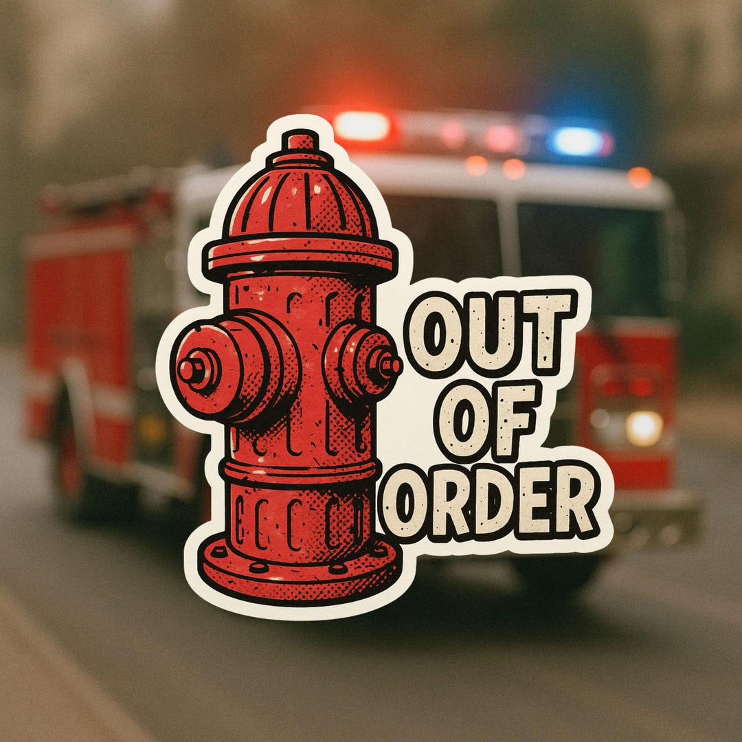 Out of Order Fire Hydrant Sticker, Vinyl Sticker, Firefighter, Fire ...