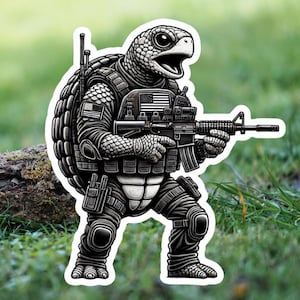 Tactical Turtle Sticker, Turtle, tactical, operator, Tactical gear, sticker, rifle, military, police, shoot, gear, gun humor, turtle shell