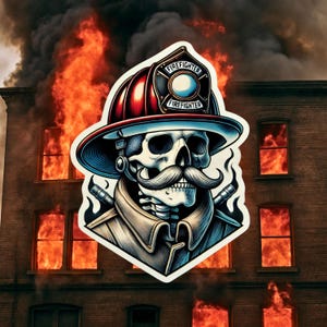 thumbnail image 2 of Firefighter Skull Decal With Maltese Cross – 3 Pack – Vinyl Sticker For Cars Or Gear 2 of 4