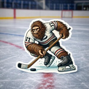 Sticker joueur de hockey Bigfoot, Bigfoot, Hockey, Saison de hockey, Crosse de hockey, Sticker, Sticker, Maillot, Sports, Sticker Bigfoot, patin, Sasquatch Bigfoot 4