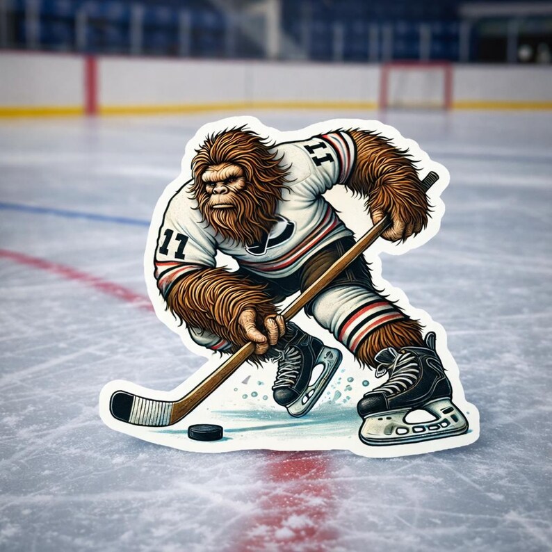 Sticker joueur de hockey Bigfoot, Bigfoot, Hockey, Saison de hockey, Crosse de hockey, Sticker, Sticker, Maillot, Sports, Sticker Bigfoot, patin, Sasquatch Bigfoot 4