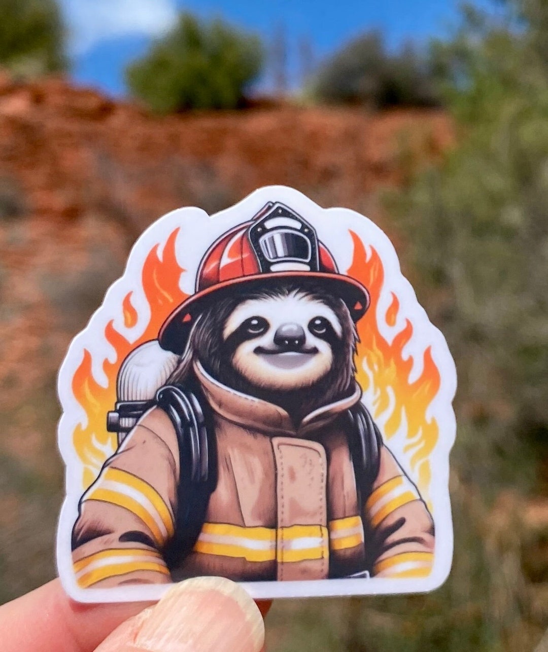 Sloth Firefighter Sticker, Firefighter, Bunker Gear, Fireman, First ...