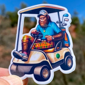 Bigfoot Golfing Sticker, Golfer, Golfing, Golf Club, Golf Sticker, putting, Bigfoot, Golf Course, sticker, Golf Cart, Sports Sticker,Fairway