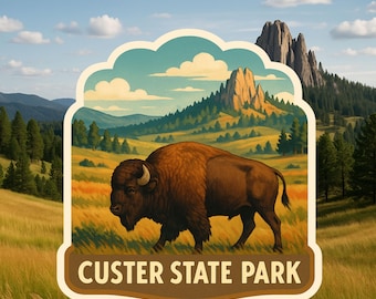 Custer State Park Bison Sticker, Bison, Travel, nature, Custer, State Parks Sticker, Sticker, Decal, vacation, hiking,Buffalo,American Bison