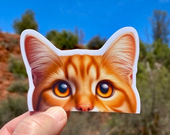 Cat half face Peek-A-Boo Sticker, Orange cat, Cat Mom, Cats, Cat Sticker, half face, sticker, black cat,  Peek-a-boo, kitty cat, cat lover