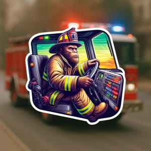 Bigfoot Firefighter Sticker: Heroic Engineer Vinyl Decal