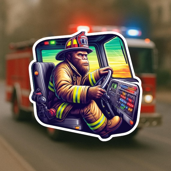 Bigfoot Firefighter Sticker: Heroic Engineer Vinyl Decal - Etsy