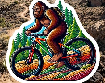 Bigfoot Mountain Bike Sticker: Sasquatch Biking Decal