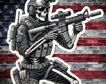 Tactical Skeleton Sticker, Skeleton, tactical, bones, operator, Tactical gear, sticker, decal, gear, rifle, military, police, shoot,shooting