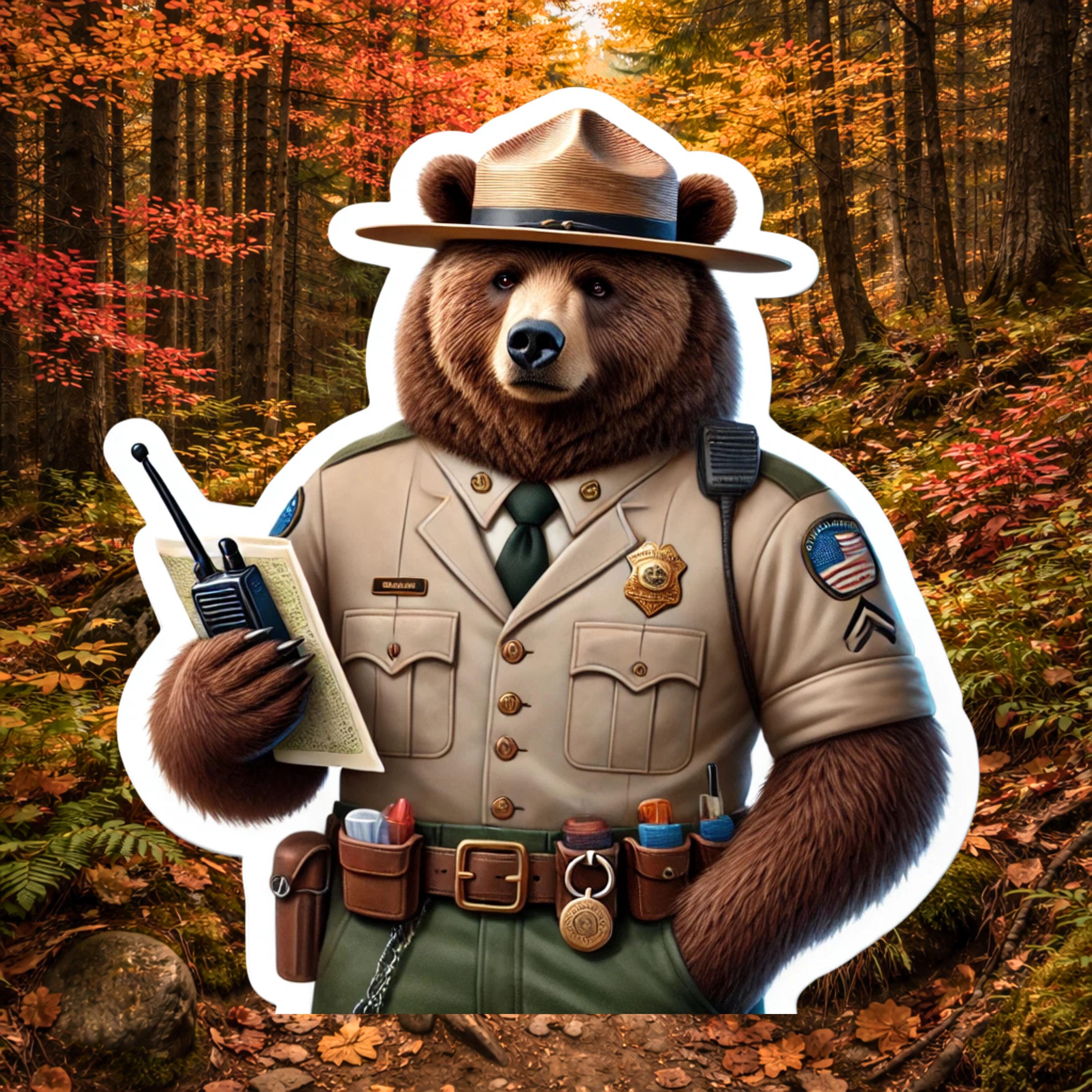 Grizzly Bear Park Ranger Sticker, Park Ranger, NPS, Glacier National ...