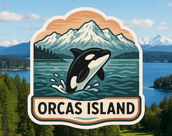 Orcas Island Sticker, PNW, Landscape, Hiking, travel, Orcas, Pacific Northwest, Washington, sticker, whale watching, whale,souvenir,vacation