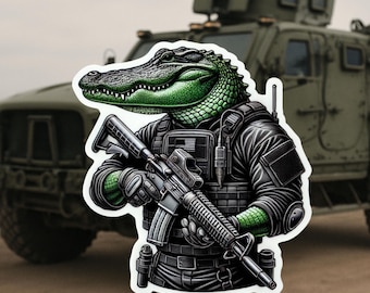 Tactical Alligator Sticker, Alligator, tactical, operator, Tactical gear, sticker, decal, gator, rifle, Florida, military, police, Alcatraz