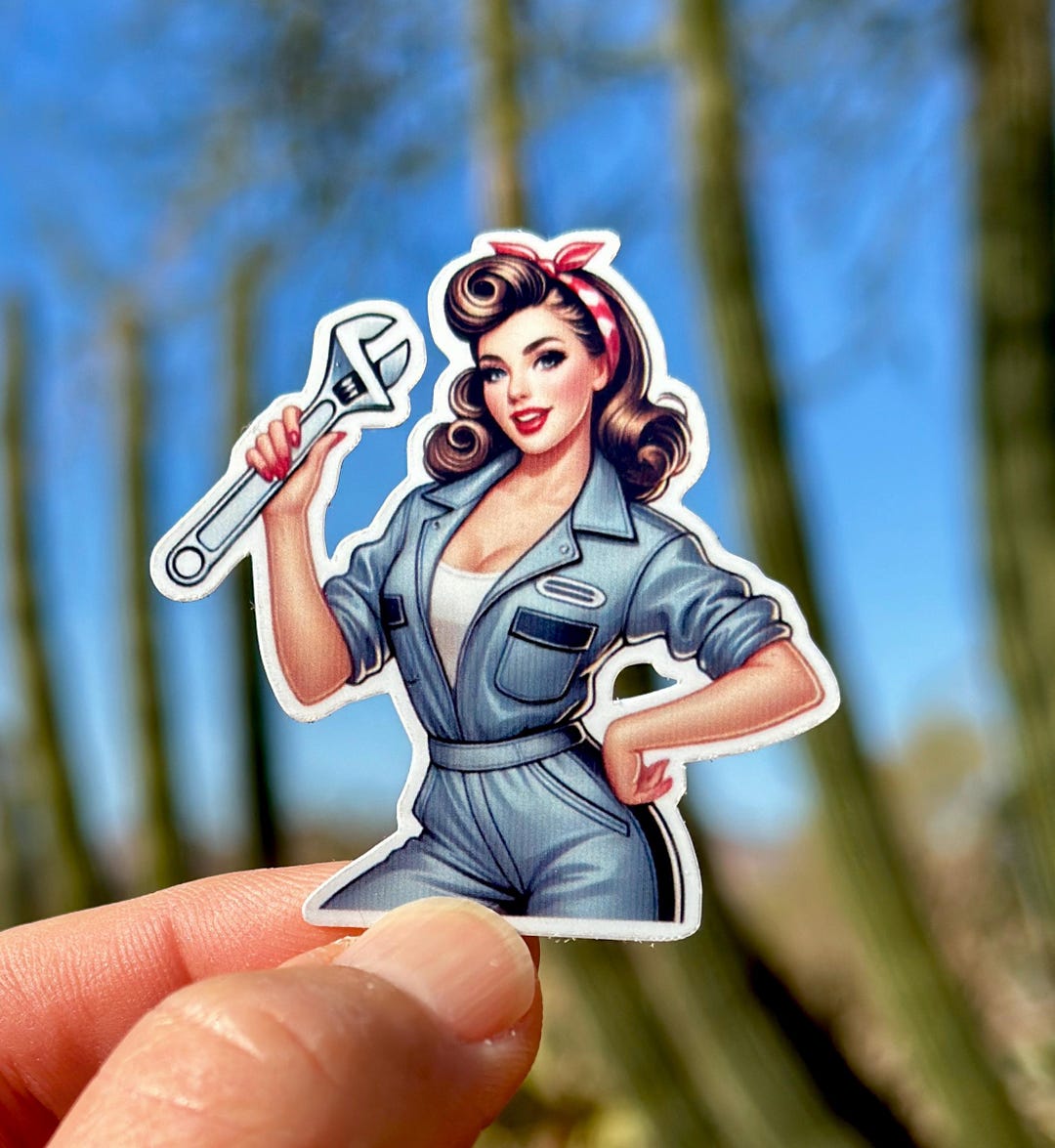 Tools Pin Up Mechanic Pin-up Sticker, Mechanic, Tool Box, Wrench, Pin-up Model ...