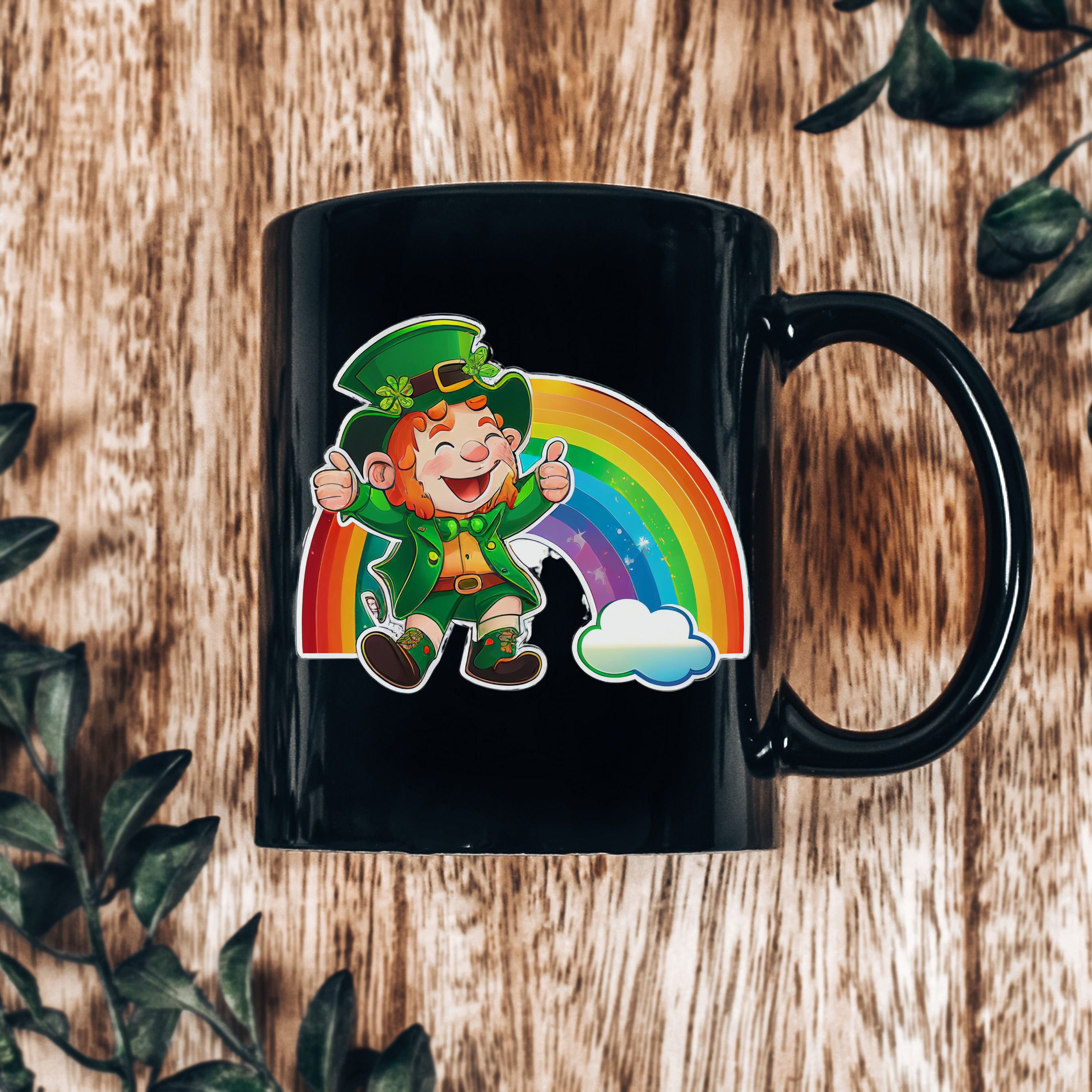 Happy Leprechaun and Rainbow Sticker, Rainbow, Leprechaun, Lucky, Happy ...