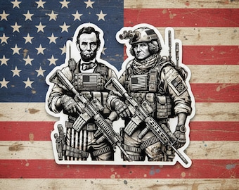 Sticker présidents tactiques, présidents, tactique, opérateur, équipement tactique, autocollant, fusil, militaire, poussette, équipement, humour d'arme à feu, Abraham Lincoln