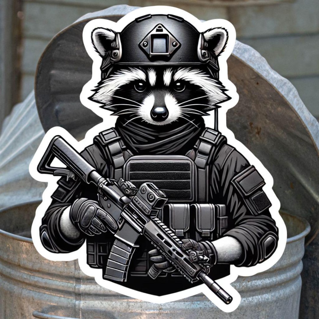 Tactical Racoons Tactical Raccoon Sticker, Raccoon, Tactical, Operator, Tactical Gear ...