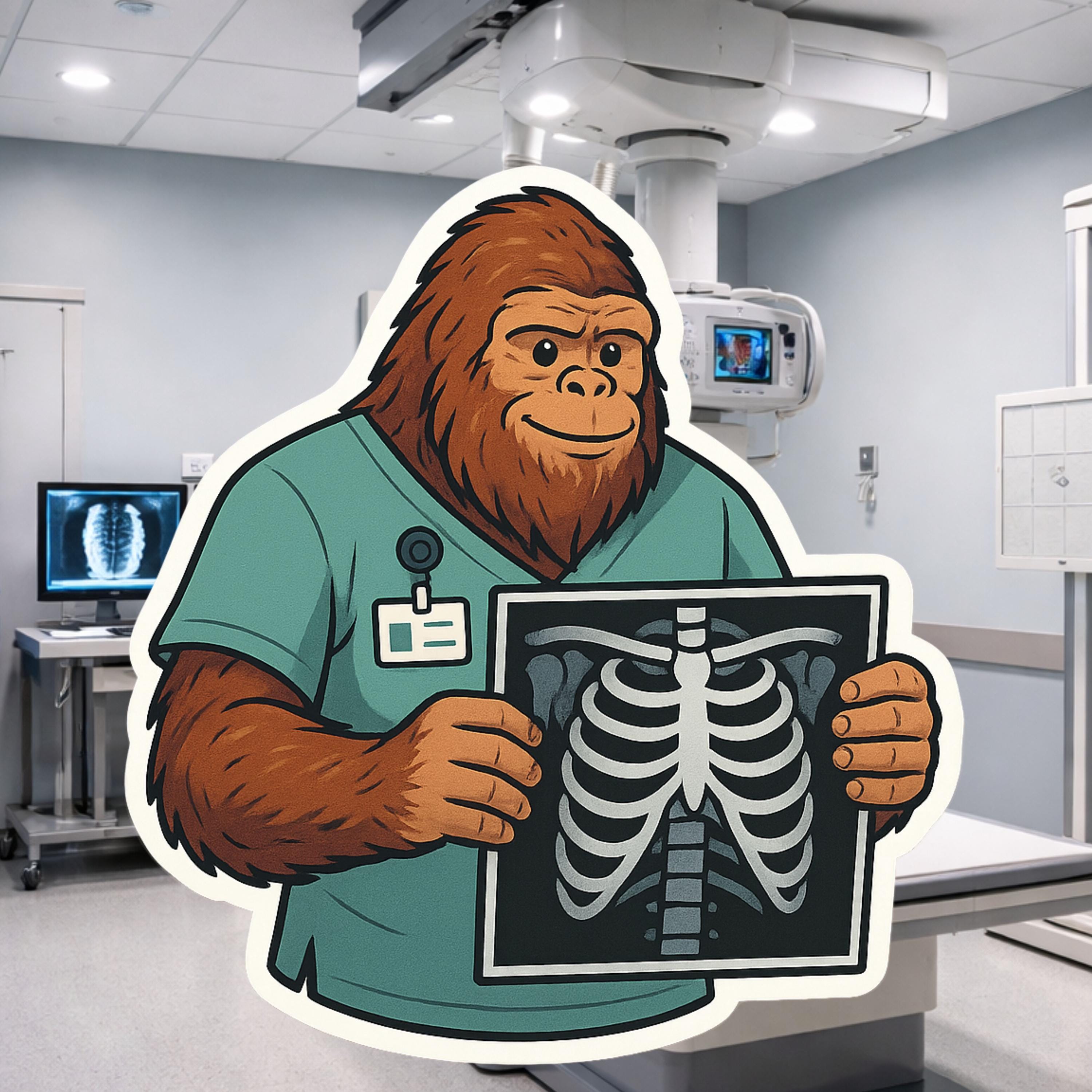 Funny Bigfoot X-ray Tech Vinyl Sticker, Rad Tech Gift - Etsy