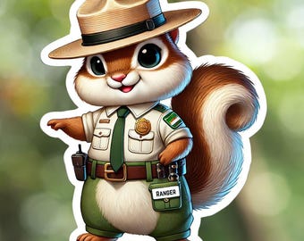 Chipmunk Park Ranger Vinyl Sticker, National Parks, Wildlife