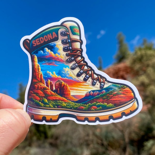 Sedona Arizona Hiking Boot Sticker, Red Rocks, Travel, Sedona, Arizona, Hiking, Sedona Sticker, Sticker, Decal, vacation, travel, hike, boot