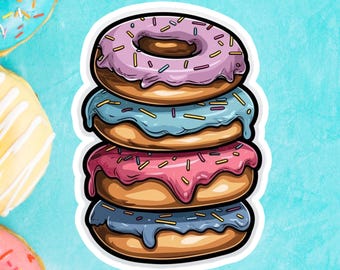 Colorful Stack of Donuts Sticker: Delicious Food Decal